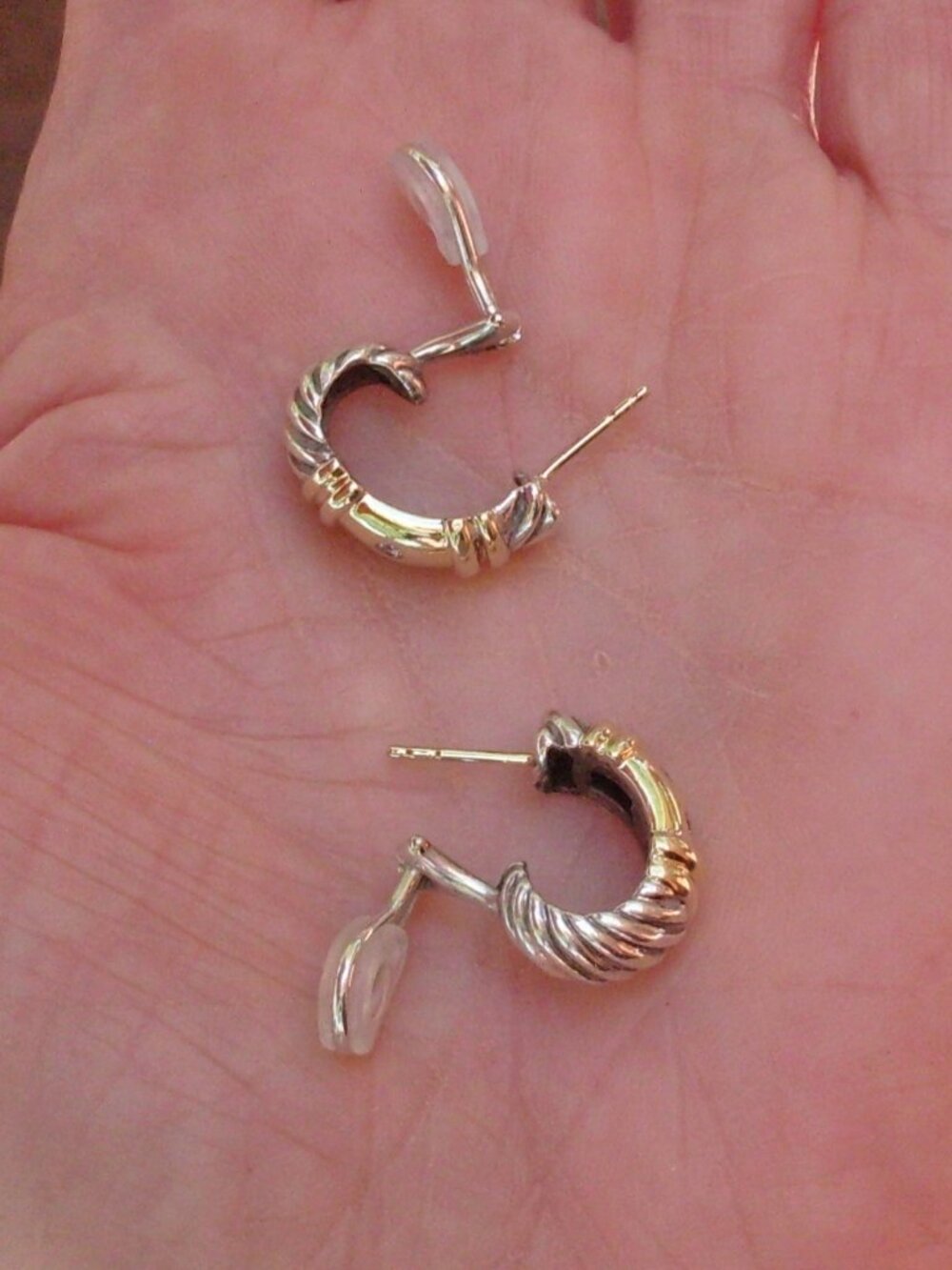 Rare & Retired David Yurman Diamond Metro Shrimp Earrings 14K/925 - Omega Backs - Picture 5 of 7